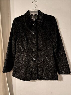 Style & Co. Black Faux Fur Button-Front Teddy Jacket
